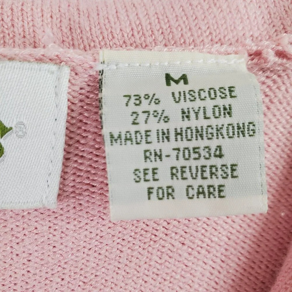 Vintage Orvis Cardigan Women Medium Pink Knit Sweater Sailor Flap Collar Minimal - Picture 4 of 16